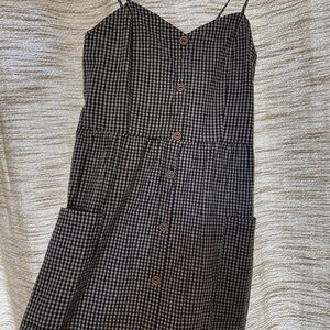 Black and White Gingham Button-Down Dress